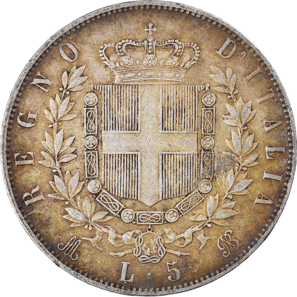 Coin, Italy, Vittorio Emanuele II, 5 Lire, 1873, Milan, EF(40-45), Silver