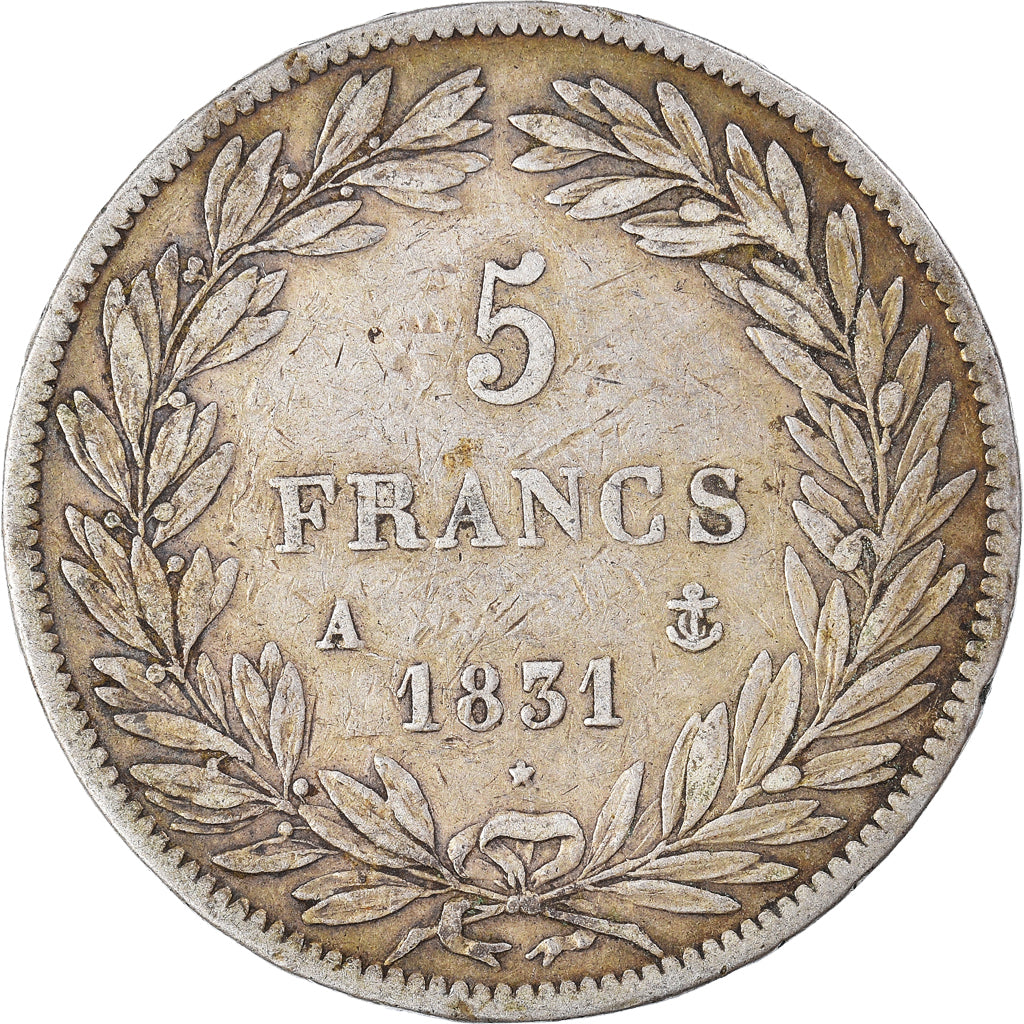Coin, France, Louis-Philippe, 5 Francs, 1831, Paris, VF(30-35), Silver