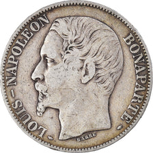 Moneda, Francia, Napoléon III, 5 Francs, 1852, Paris, BC+, Plata, KM:773.1