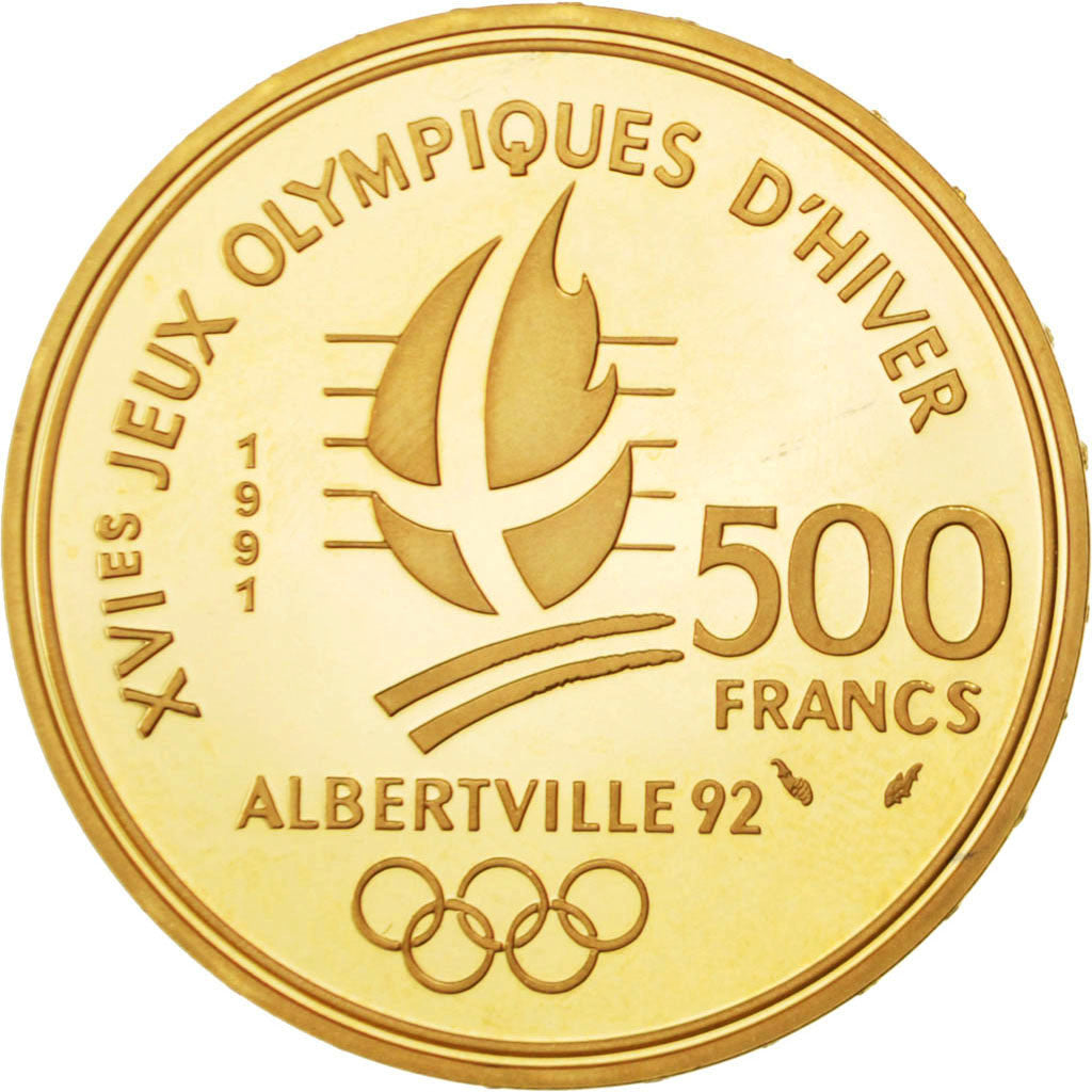 FRANCE, 500 Francs, 1991, Paris, KM #1000, MS(63), Gold, 17.00