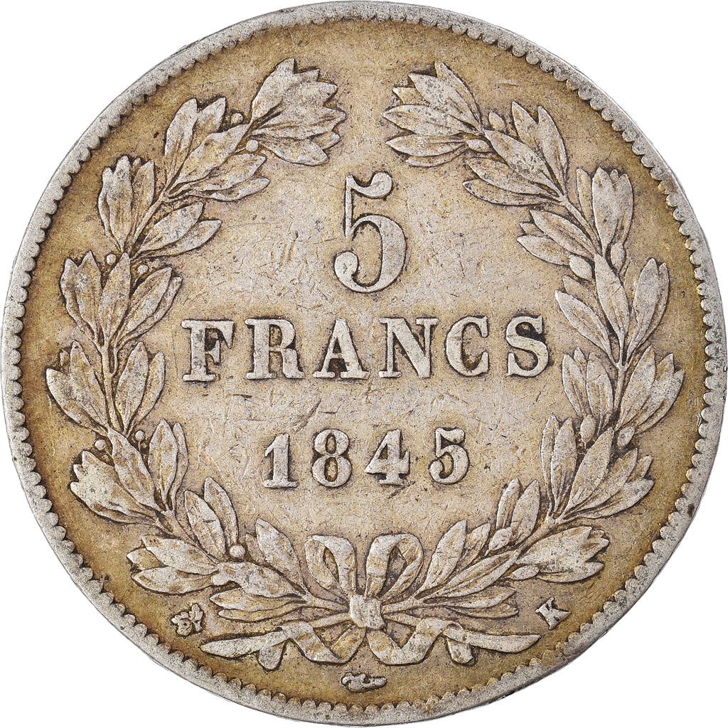 Coin, France, Louis-Philippe, 5 Francs, 1845, Bordeaux, VF(30-35), Silver