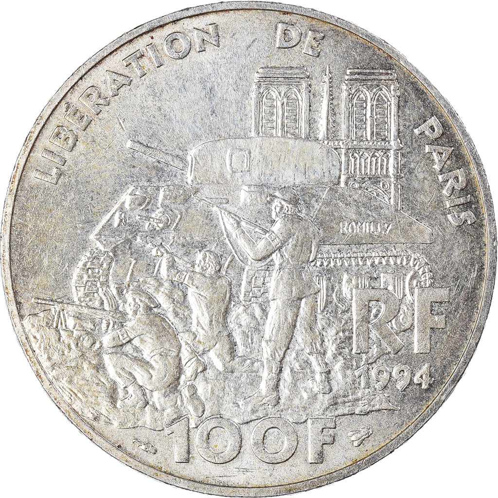 Munten, Frankrijk, Libération de Paris, 100 Francs, 1994, PR, Zilver