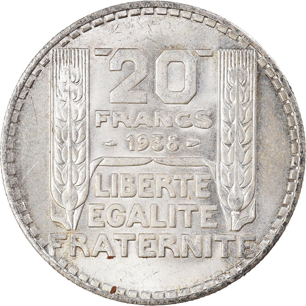 Moneta, Francia, Turin, 20 Francs, 1938, Paris, SPL, Argento, KM:879