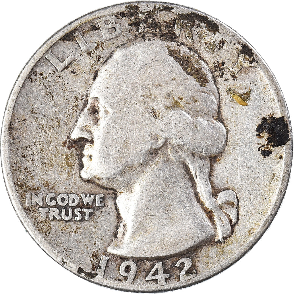 Coin, United States, Washington Quarter, Quarter, 1942, U.S. Mint, Philadelphia