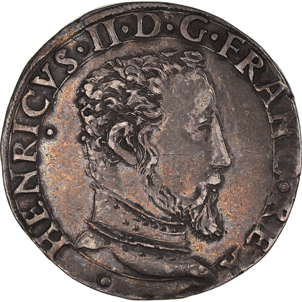 Moneda, Francia, Henri II, Teston, 1555, Toulouse, MBC+, Plata, Sombart:4572