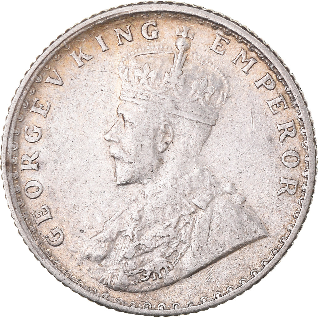 Coin, British India, George V, 1/4 Rupee, 1914, Calcutta, EF(40-45), Silver