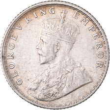 Coin, British India, George V, 1/4 Rupee, 1914, Calcutta, EF(40-45), Silver