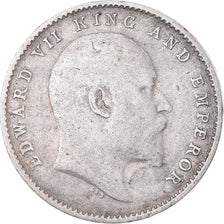 Moneda, INDIA BRITÁNICA, Edward VII, 2 Annas, 1905, MBC, Plata, KM:505