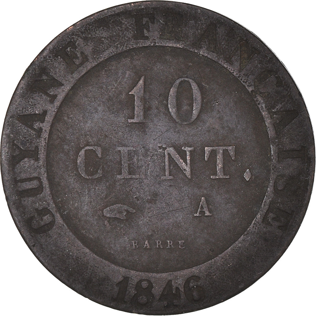 Monnaie, Guyane française, 10 Centimes, 1846, Paris, TTB, Billon, KM:A2
