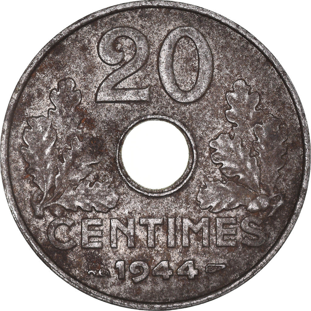 Moneta, Francia, État français, 20 Centimes, 1944, BB, Ferro, KM:900.2a