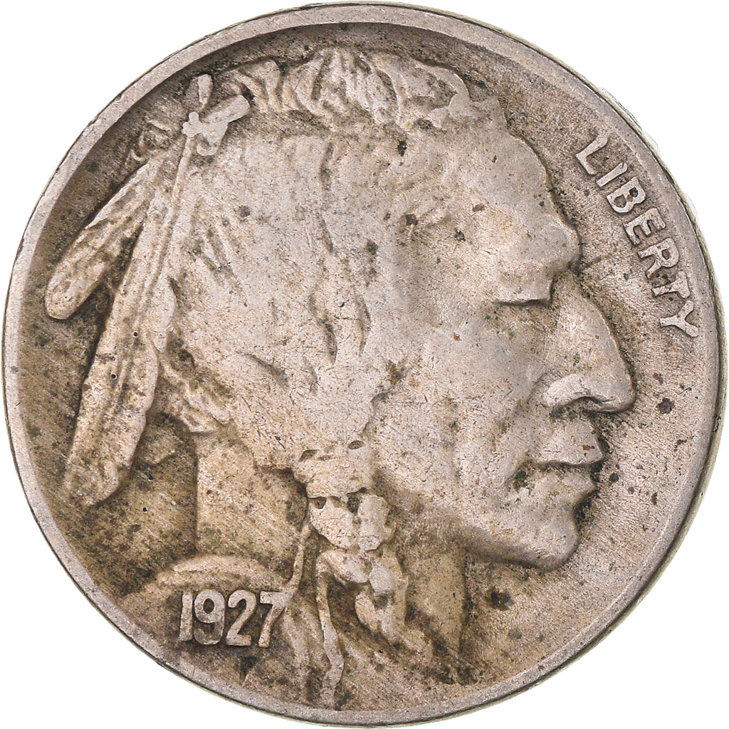 Coin, United States, Buffalo Nickel, 5 Cents, 1927, U.S. Mint, Philadelphia