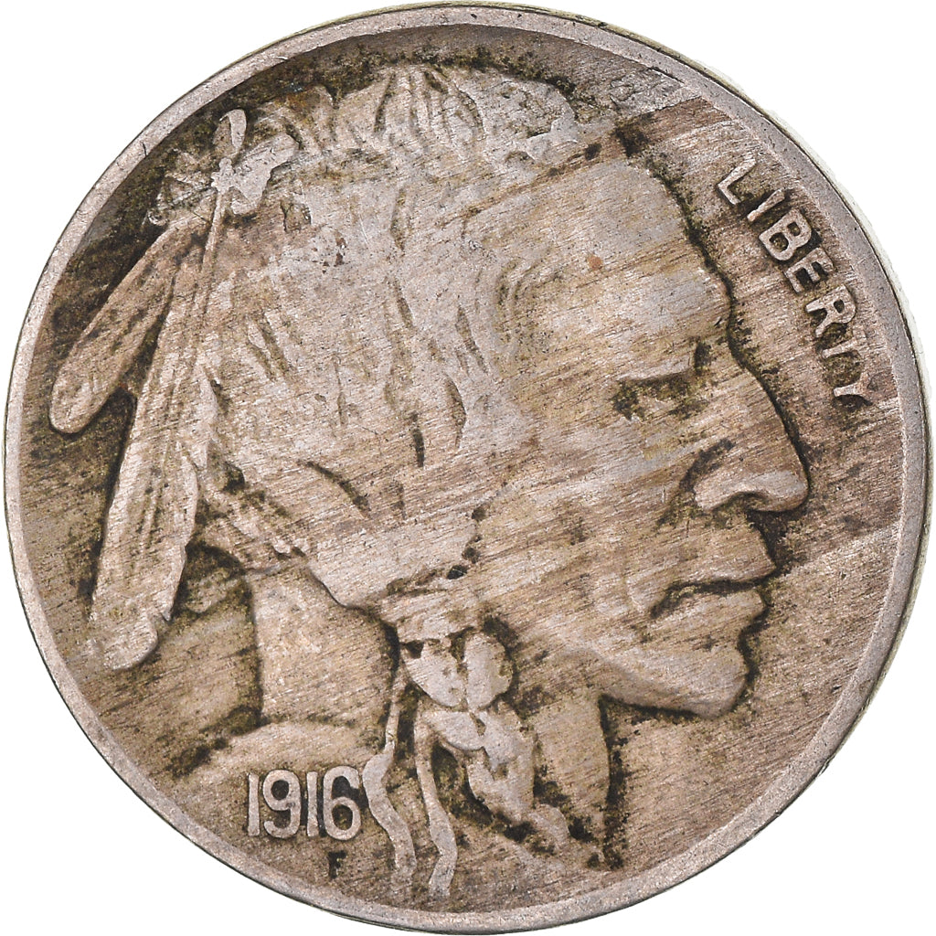 Monnaie, États-Unis, Buffalo Nickel, 5 Cents, 1916, U.S. Mint, Philadelphie