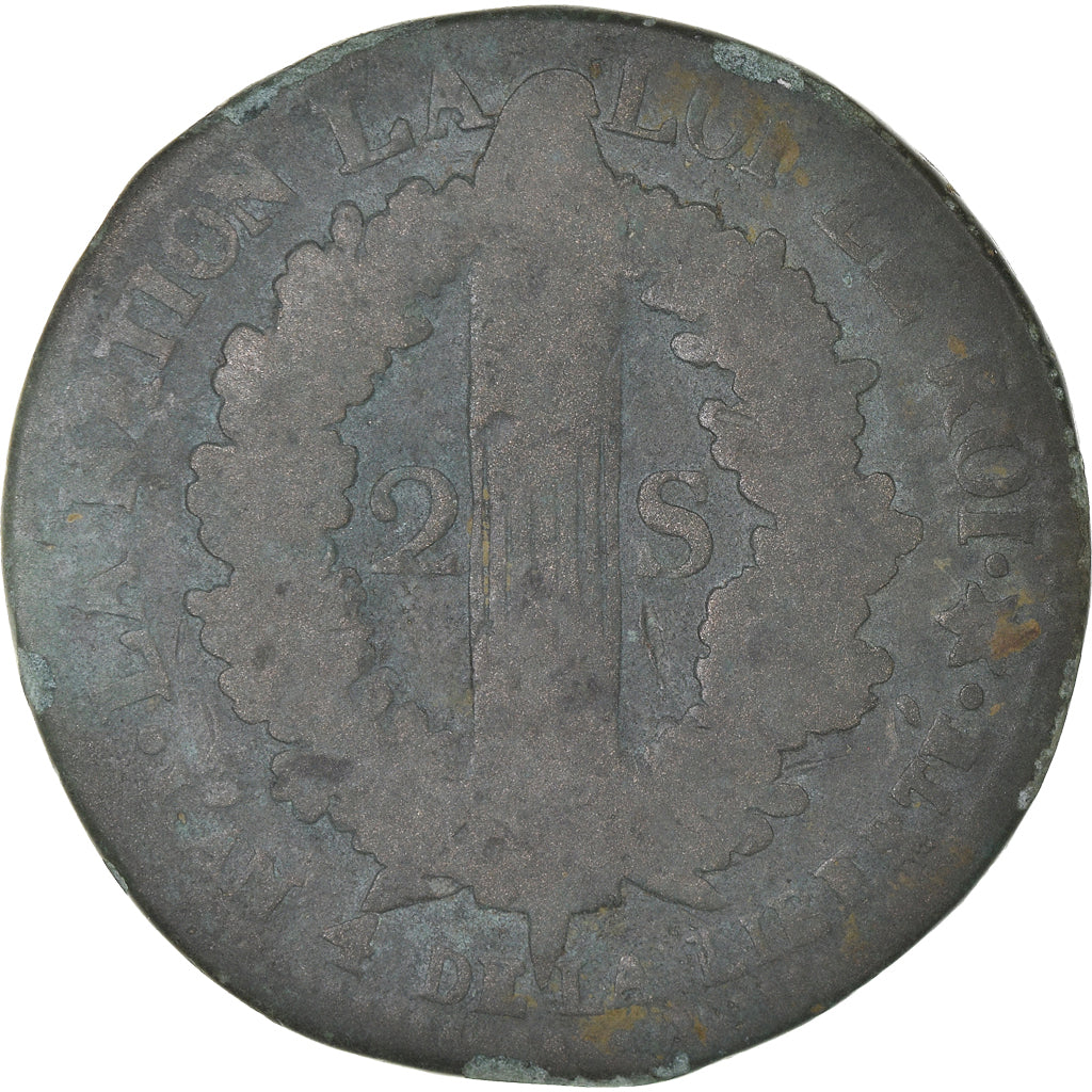 Münze, Frankreich, Louis XVI, 2 sols français, 2 Sols, 1792, Strasbourg, SGE+