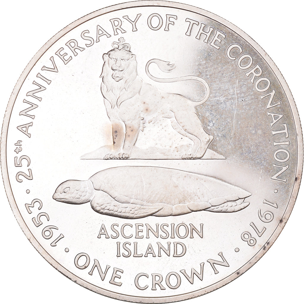 Moneta, Isola di Ascensione, 25 Pence, Crown, 1978, Pobjoy Mint, SPL, Argento