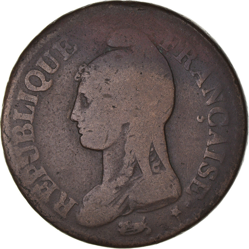 Moneda, Francia, Dupré, Decime, AN 5, Paris, BC+, Bronce, KM:644.1, Gadoury:187