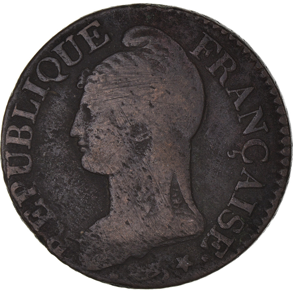 Moneta, Francja, Dupré, 5 Centimes, AN 8, Metz, VF(20-25), Brązowy, KM:640.2