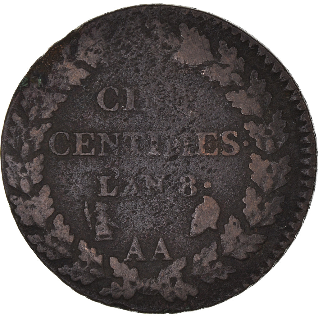 Moneta, Francja, Dupré, 5 Centimes, AN 8, Metz, VF(20-25), Brązowy, KM:640.2