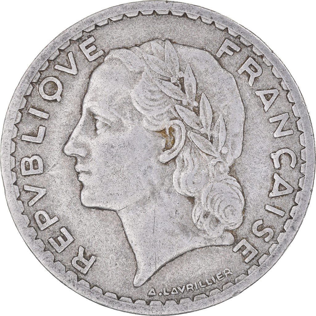 Moneta, Francia, Lavrillier, 5 Francs, 1952, Paris, MB+, Alluminio, KM:888b.1