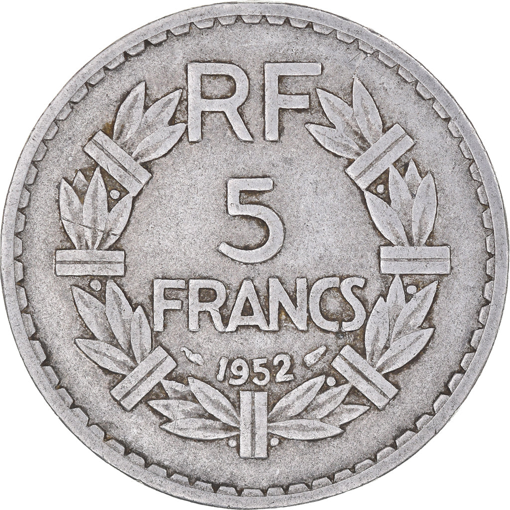 Moneta, Francia, Lavrillier, 5 Francs, 1952, Paris, MB+, Alluminio, KM:888b.1