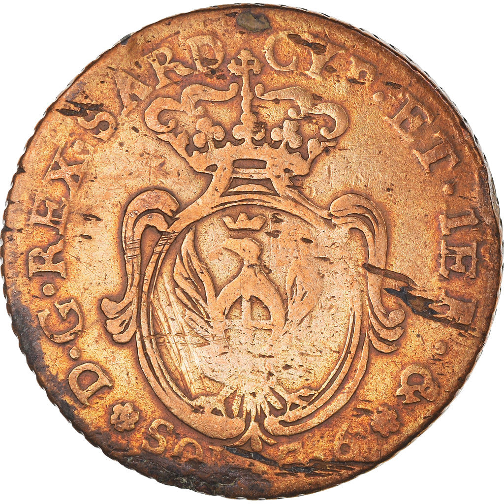 Moneta, DEPARTAMENTY WŁOSKIE, SARDINIA, Carlo Emanuele IV, 7.6 Soldi, 1800