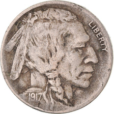 Coin, United States, Buffalo Nickel, 5 Cents, 1917, U.S. Mint, Denver