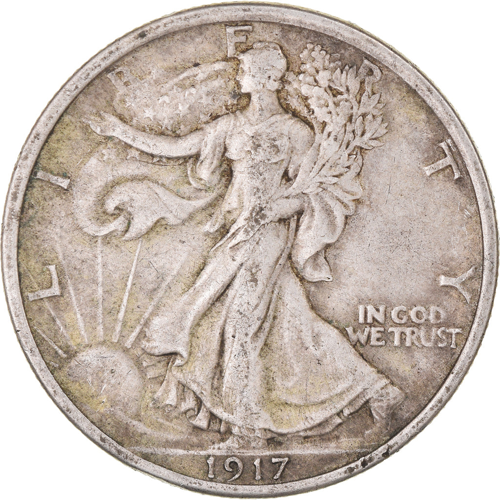 Coin, United States, Liberty Walking, Half Dollar, 1917, Philadelphia