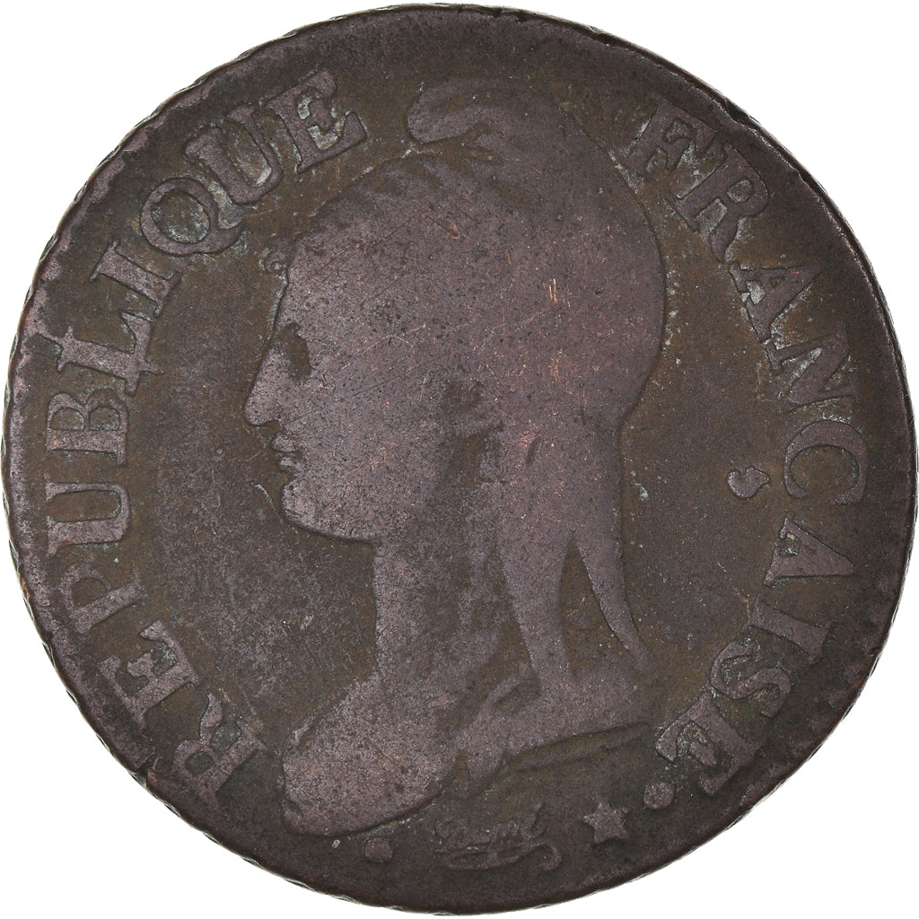 Moneta, Francia, Dupré, 5 Centimes, AN 7, Paris, MB, Bronzo, KM:640.1