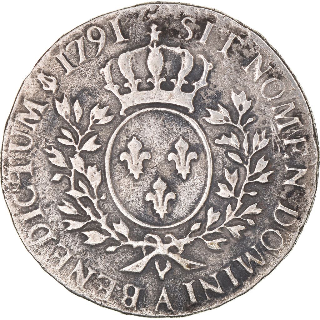 Moneta, Francja, Louis XVI, 1/2 Écu, 1/2 ECU, 44 Sols, 1791, Paris, VF(20-25)