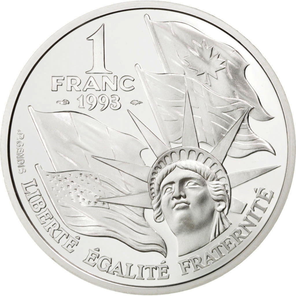 FRANCE, Franc, 1993, KM #1014, MS(65-70), Silver, 22.20