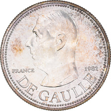 France, Medal, Général De Gaulle, 1980, Santucci, MS(65-70), Silver