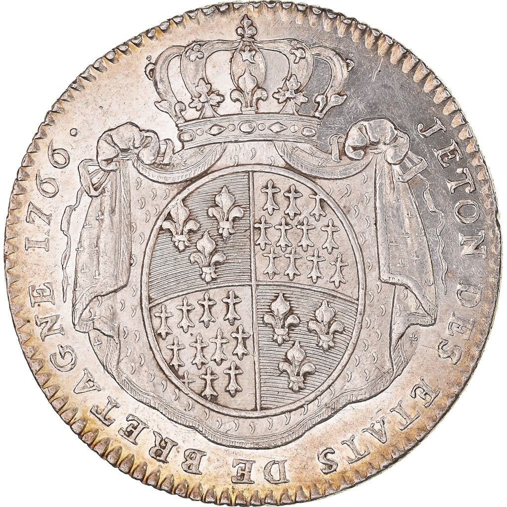 France, Token, Royal, États de Bretagne, Rennes, 1766, AU(55-58), Silver