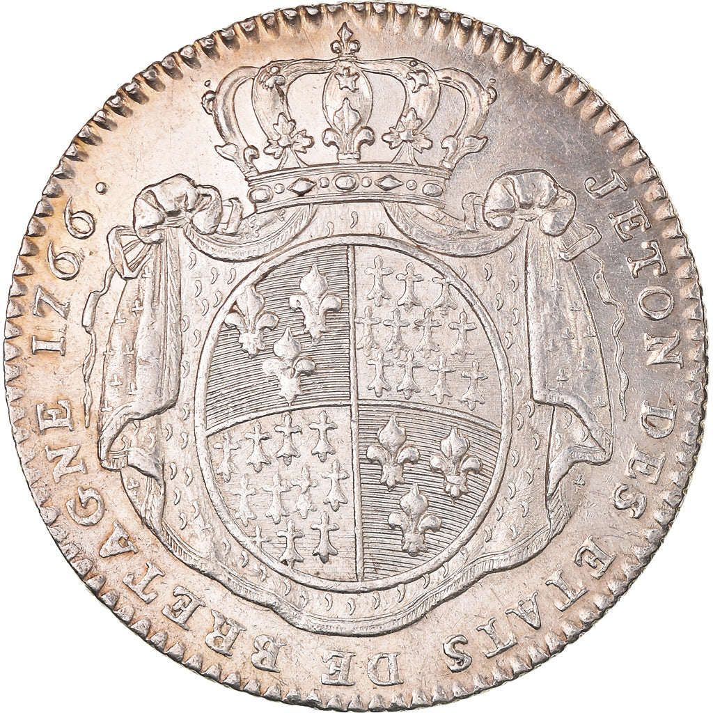 France, Token, Royal, États de Bretagne, Rennes, 1766, AU(55-58), Silver