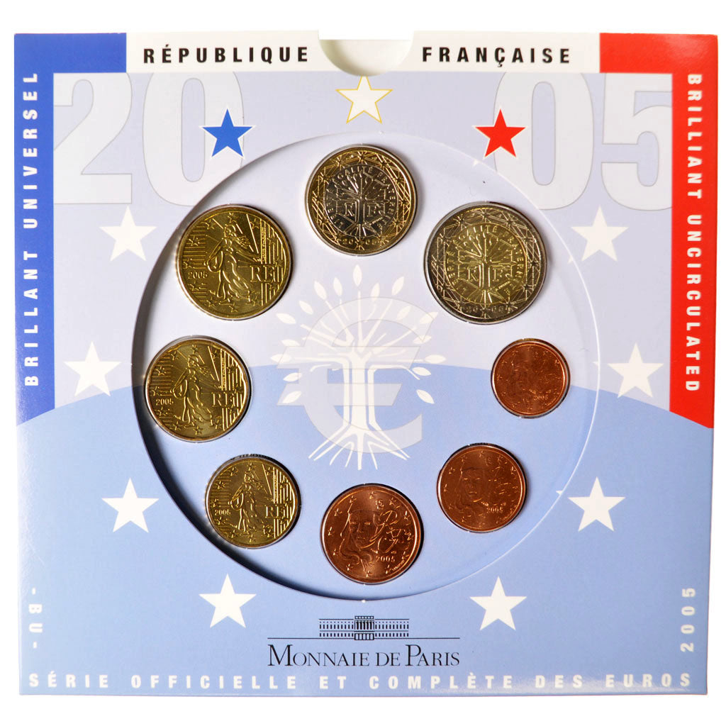 FRANCE, 1 Cent to 2 Euro, 2005, MS(65-70), 0.00