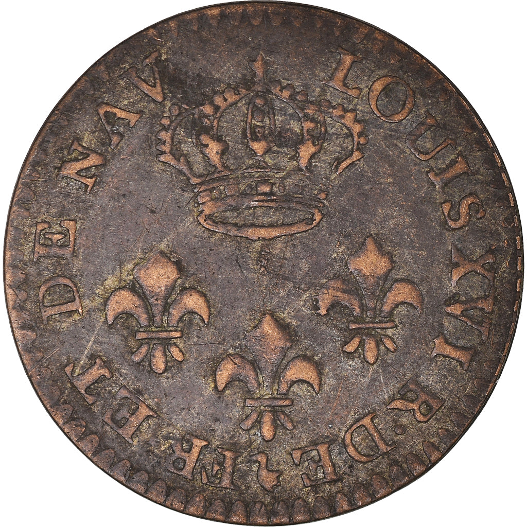 Moneta, GUJANA FRANCUSKA, 2 Sous, 1789, Paris, EF(40-45), Bilon, KM:1