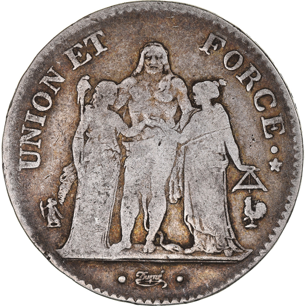 Münze, Frankreich, Union et Force, 5 Francs, AN 8, Paris, S, Silber, KM:639.1