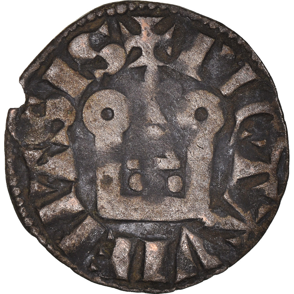 Coin, France, Poitou, Alphonse de France, Denier, Montreuil-Bonnin, VF(30-35)