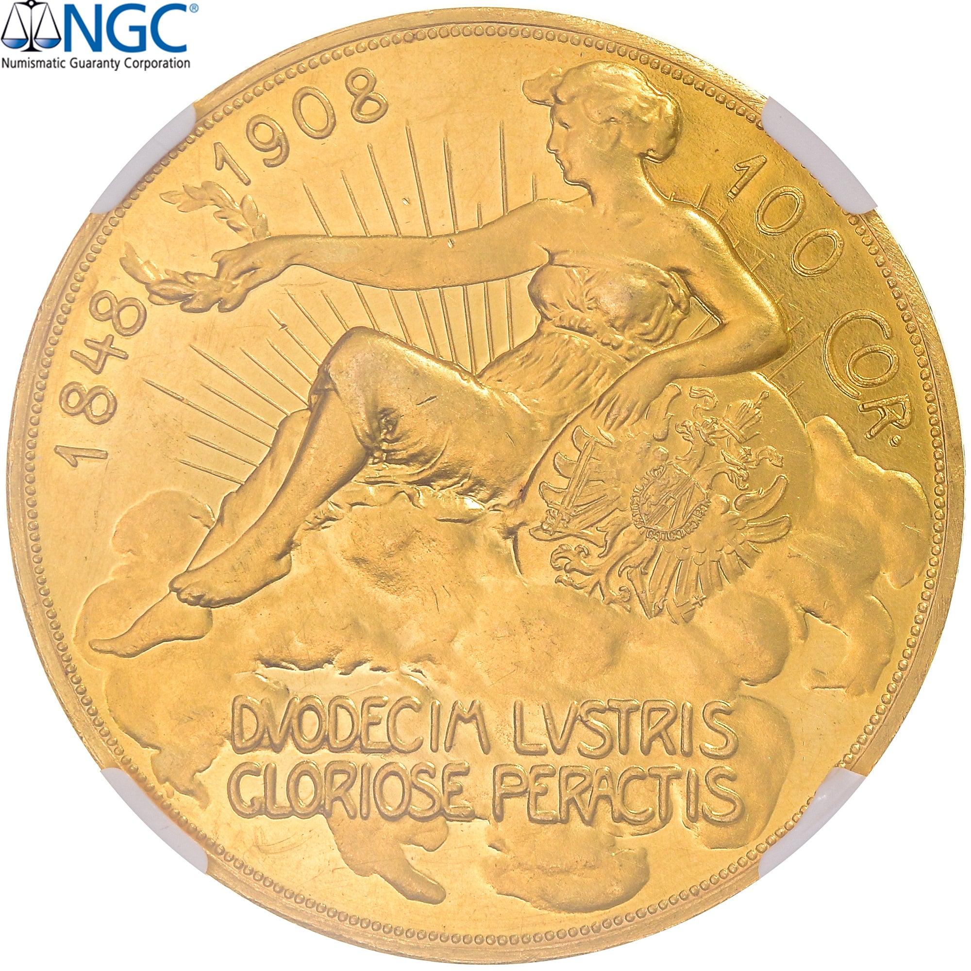 Austria, Franz Joseph I, 100 Corona, 1908, Kremnica, Gold, NGC, UNC, KM:2812