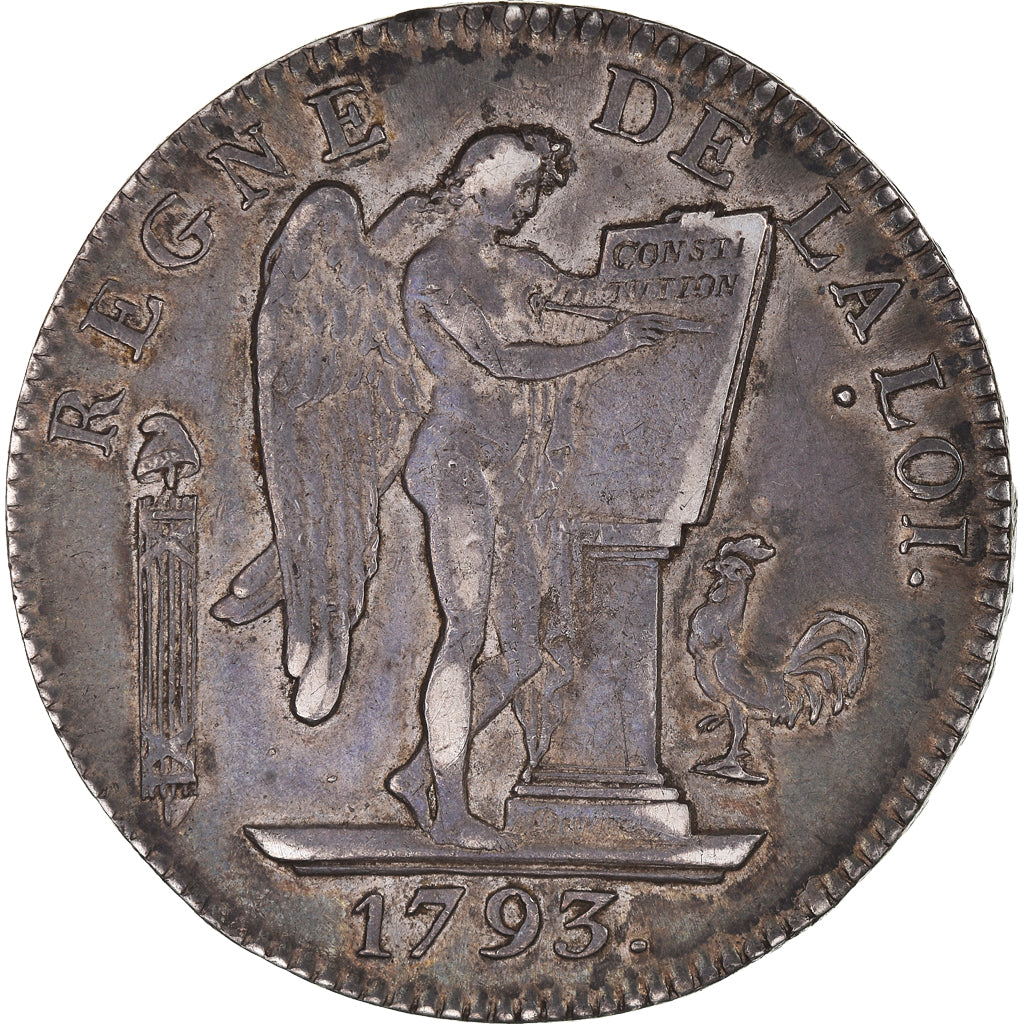 Moeda, França, Écu de 6 livres françoise, 6 Livres, 1793, Paris, AU(50-53)