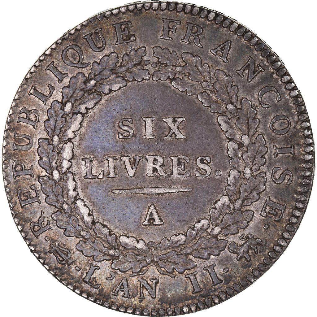 Moeda, França, Écu de 6 livres françoise, 6 Livres, 1793, Paris, AU(50-53)