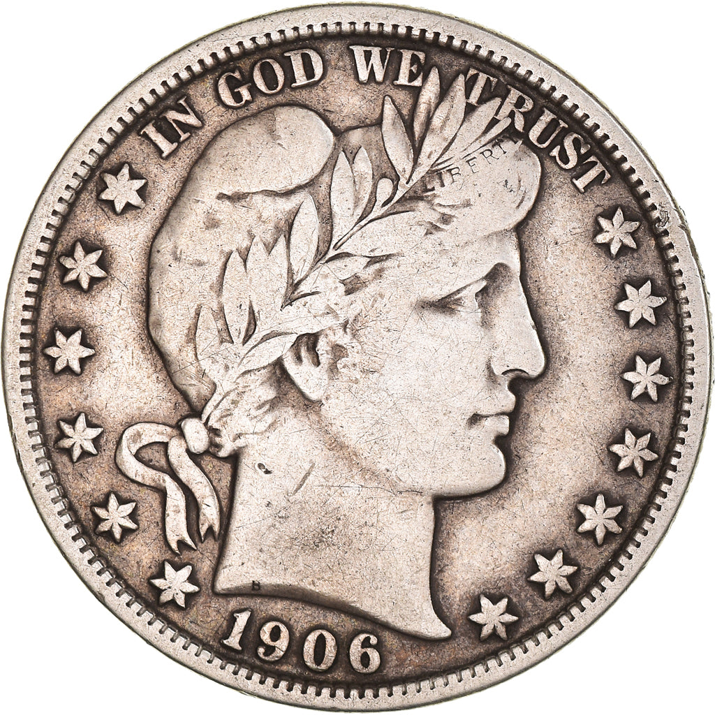 Coin, United States, Barber Half Dollar, Half Dollar, 1906, U.S. Mint