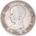 Coin, Spain, Alfonso XIII, Peseta, 1891, Madrid, EF(40-45), Silver, KM:691