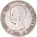 Moneda, España, Alfonso XIII, Peseta, 1891, Madrid, MBC, Plata, KM:691