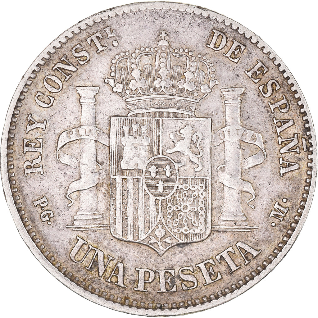 Coin, Spain, Alfonso XIII, Peseta, 1891, Madrid, EF(40-45), Silver, KM:691