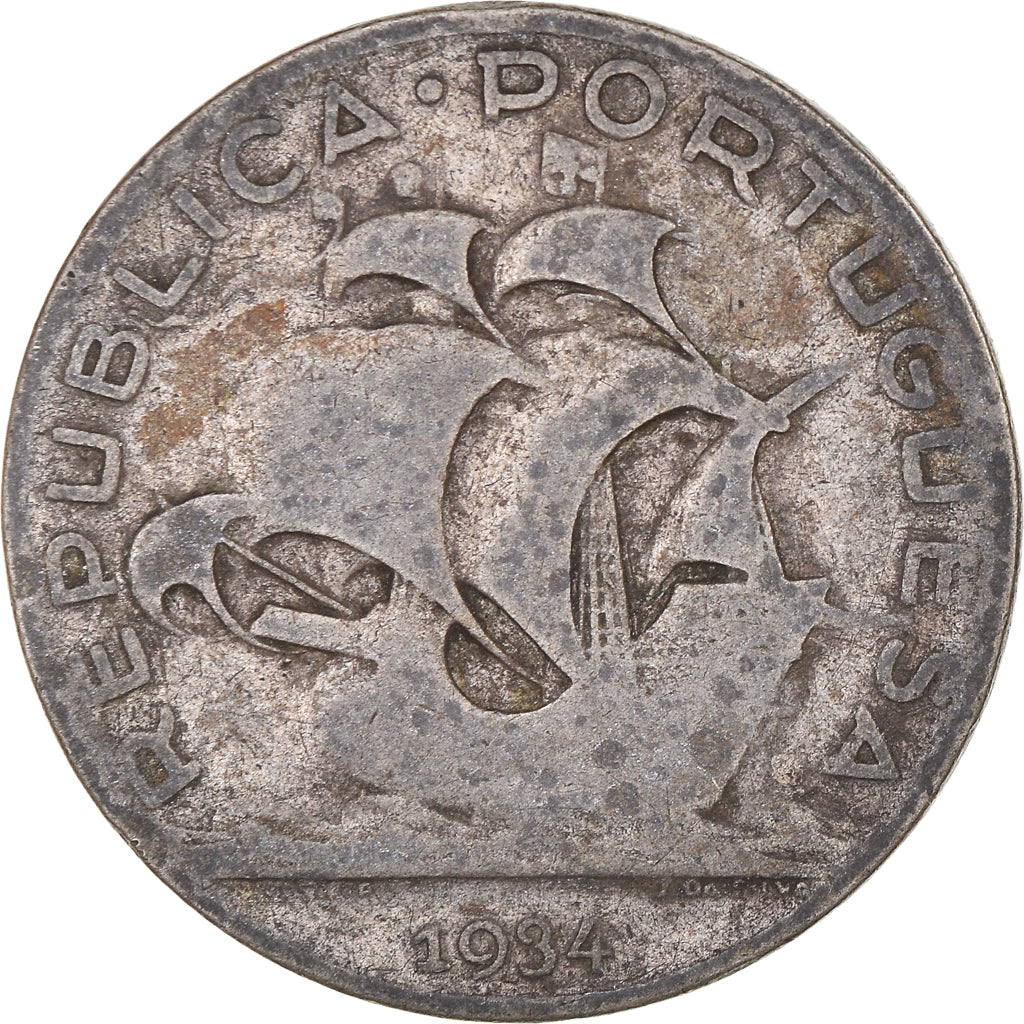 Moneta, Portogallo, 5 Escudos, 1934, MB, Argento, KM:581