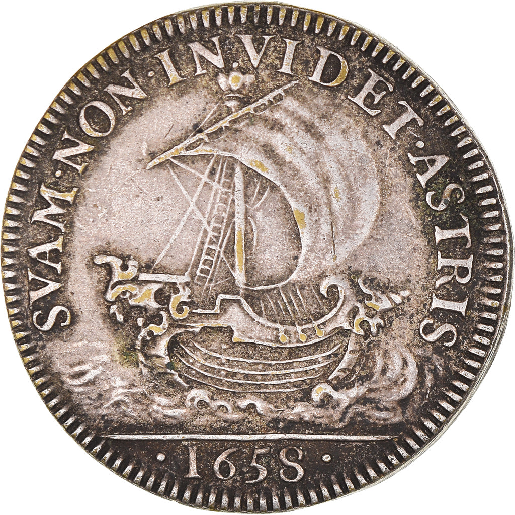 Francia, ficha, Jean de Faverolles, Jeton aux armes, 1658, BB, Bronzo argentato