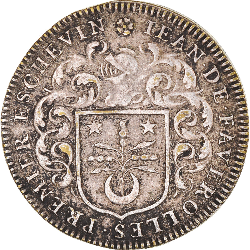 Francia, ficha, Jean de Faverolles, Jeton aux armes, 1658, BB, Bronzo argentato