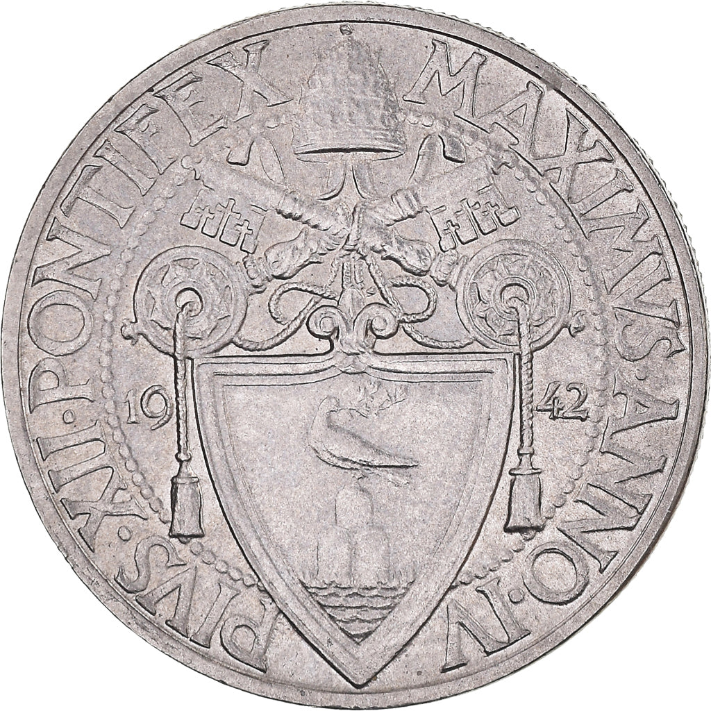 Coin, VATICAN CITY, Pius XII, 20 Centesimi, 1942, Roma, MS(60-62), Stainless