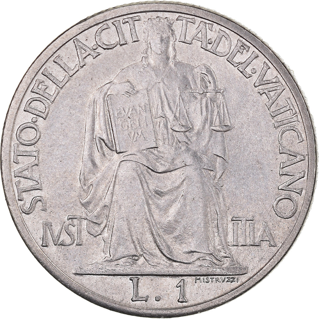 Moneda, CIUDAD DEL VATICANO, Pius XII, Lira, 1942, Roma, EBC+, Acero inoxidable