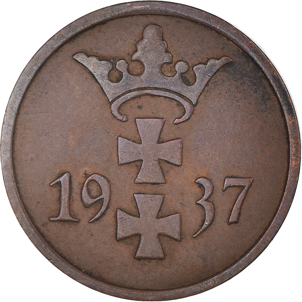 Coin, DANZIG, Pfennig, 1937, Warsaw, AU(50-53), Bronze, KM:140