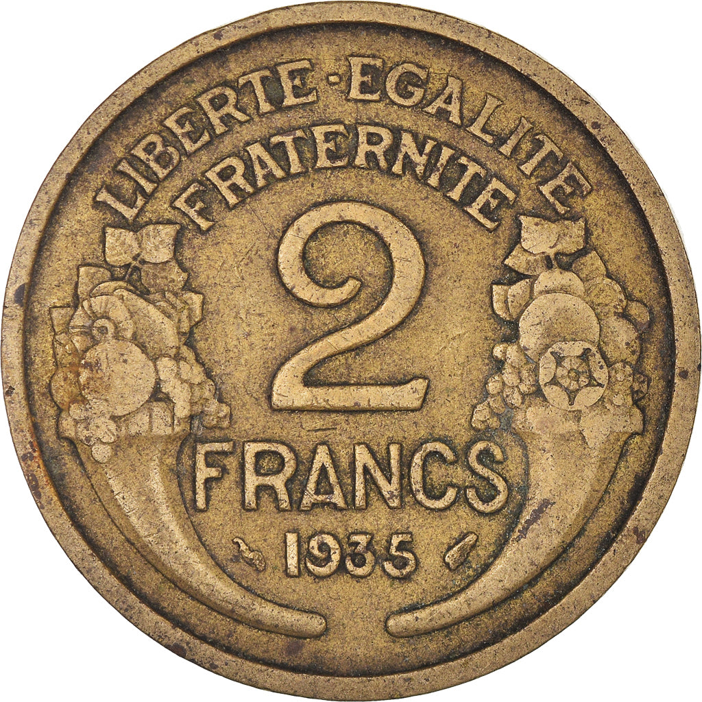 Munten, Frankrijk, Morlon, 2 Francs, 1935, Paris, FR+, Aluminum-Bronze, KM:886